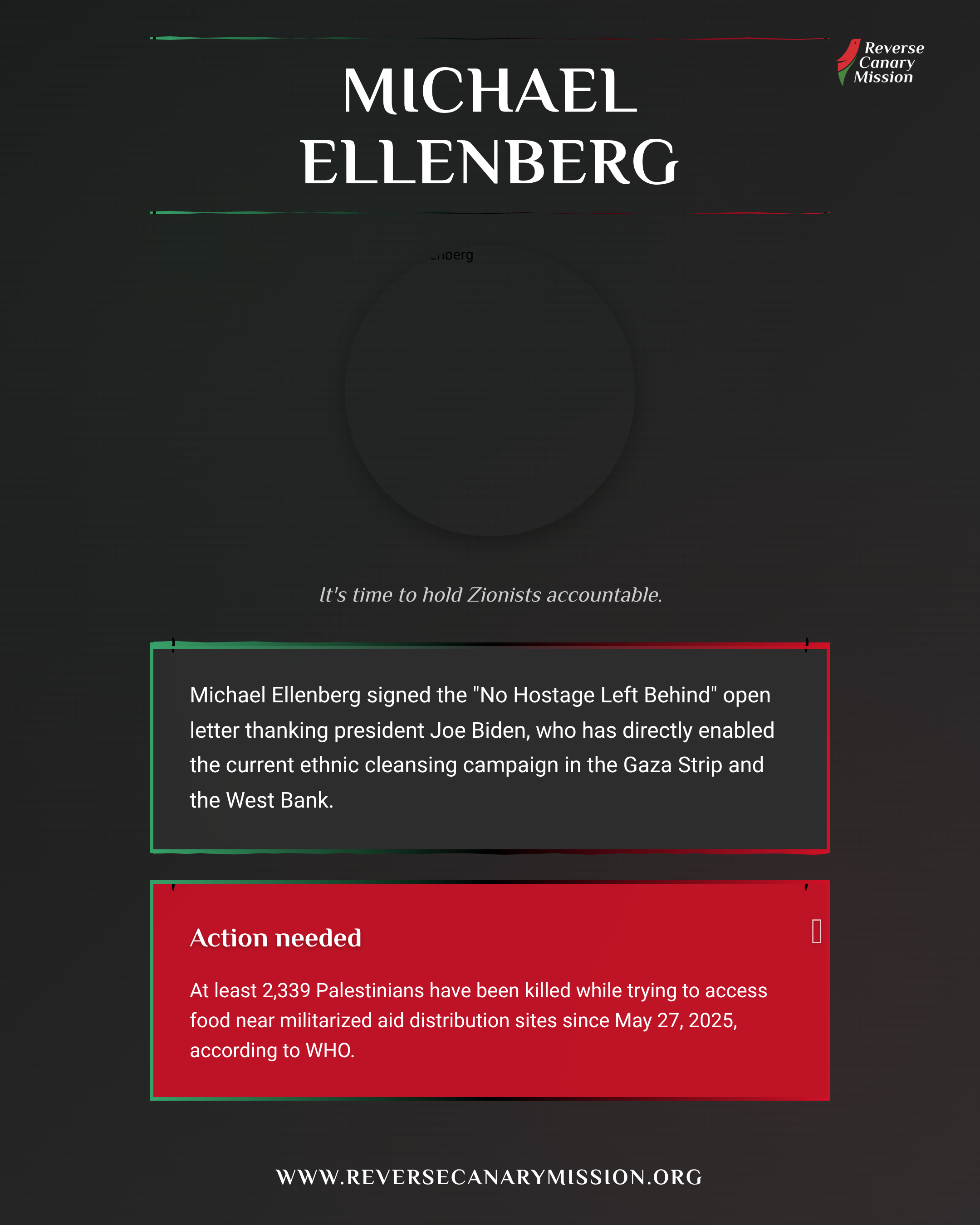 Michael Ellenberg - Complicit in Apartheid | Reverse Canary Mission