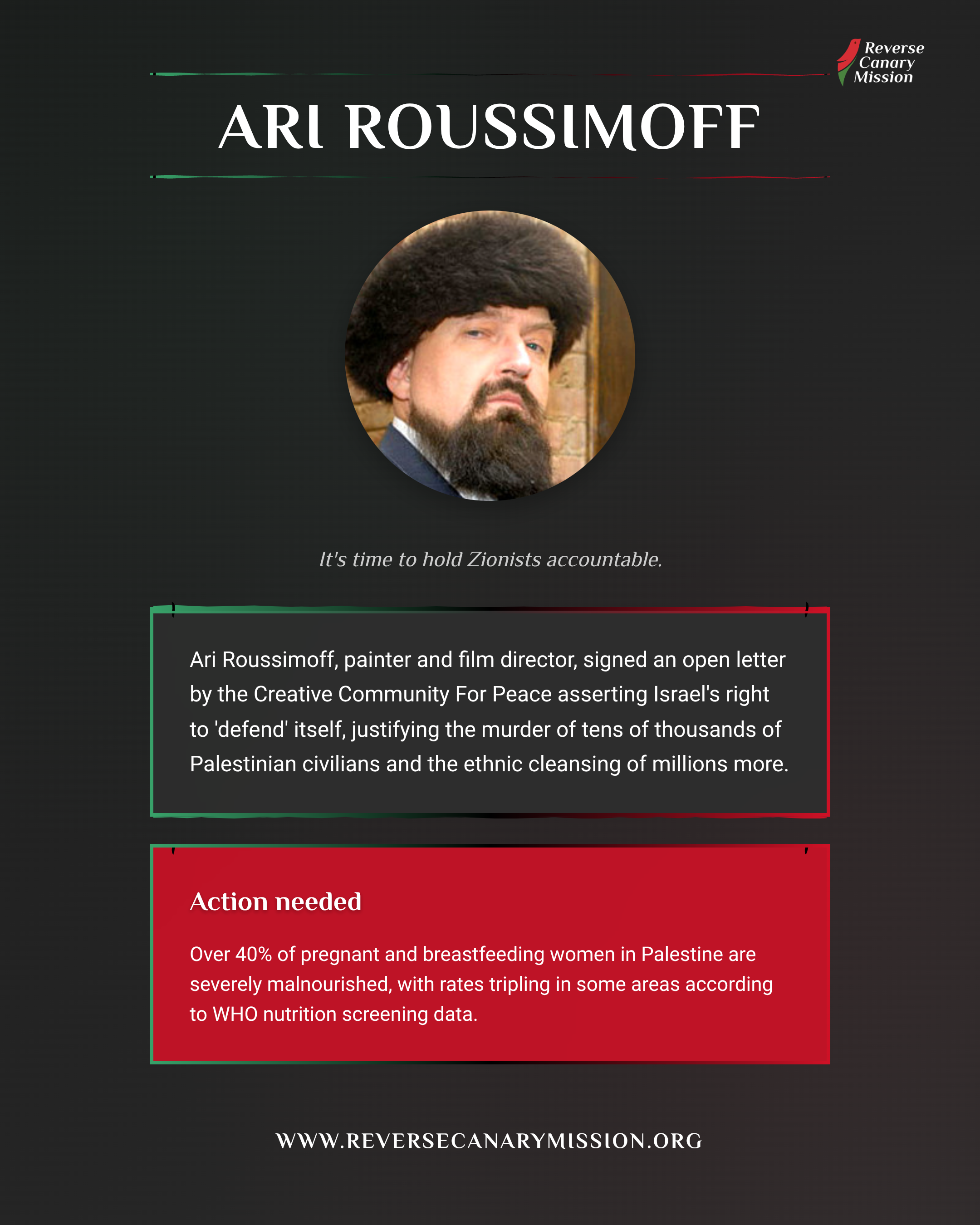 Ari Roussimoff - Complicit in Apartheid | Reverse Canary Mission