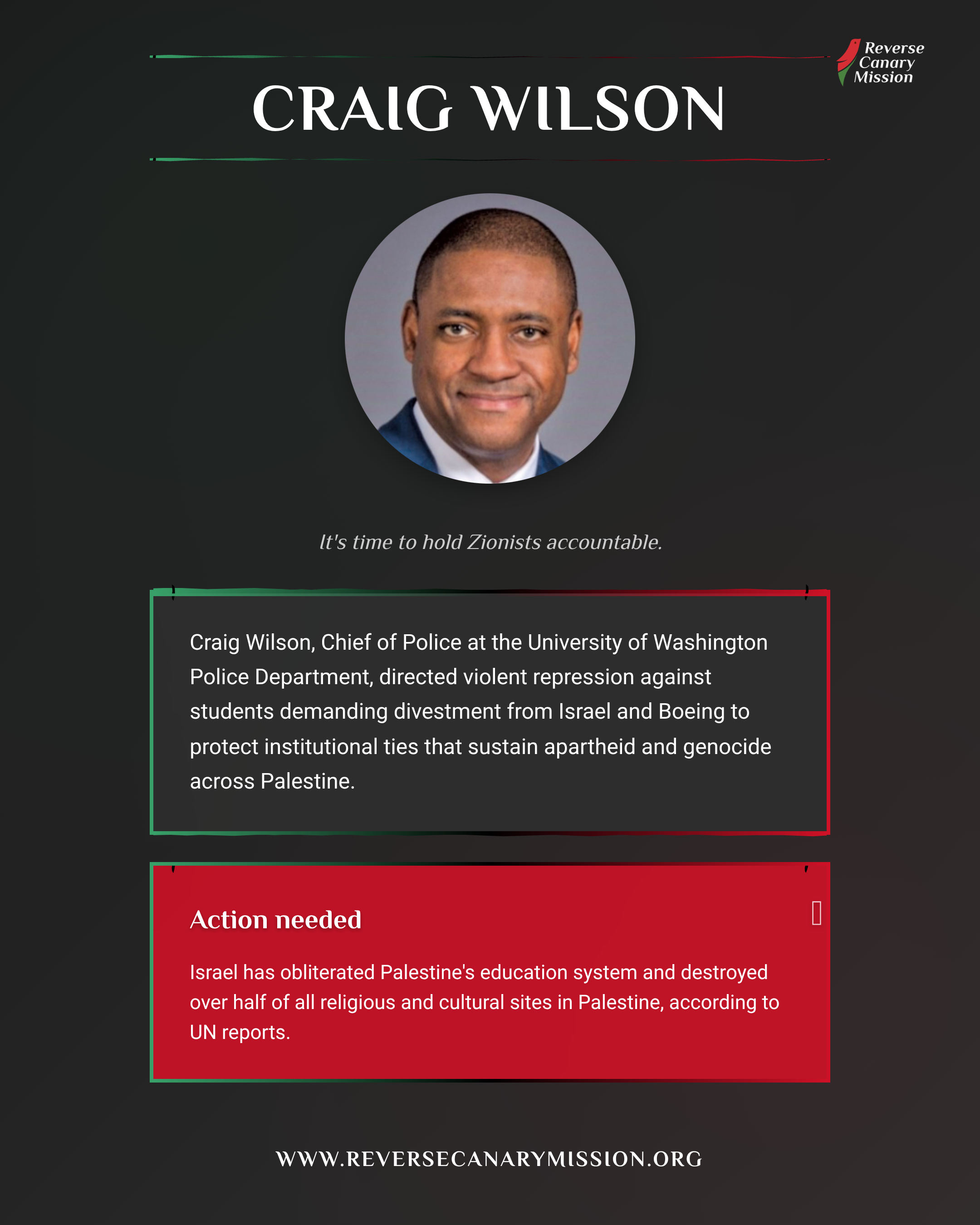 Craig Wilson - Complicit in Apartheid | Reverse Canary Mission