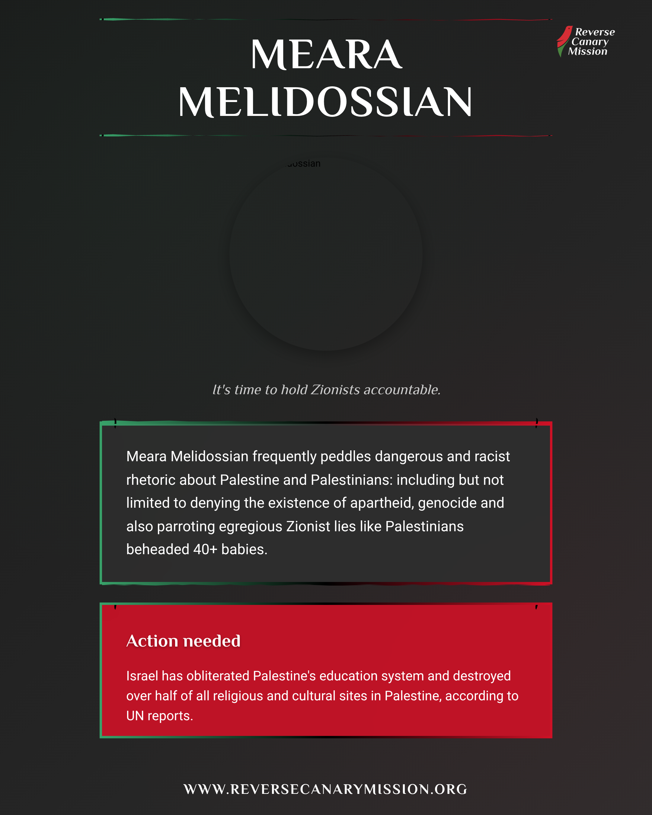 Meara Melidossian - Complicit in Apartheid | Reverse Canary Mission