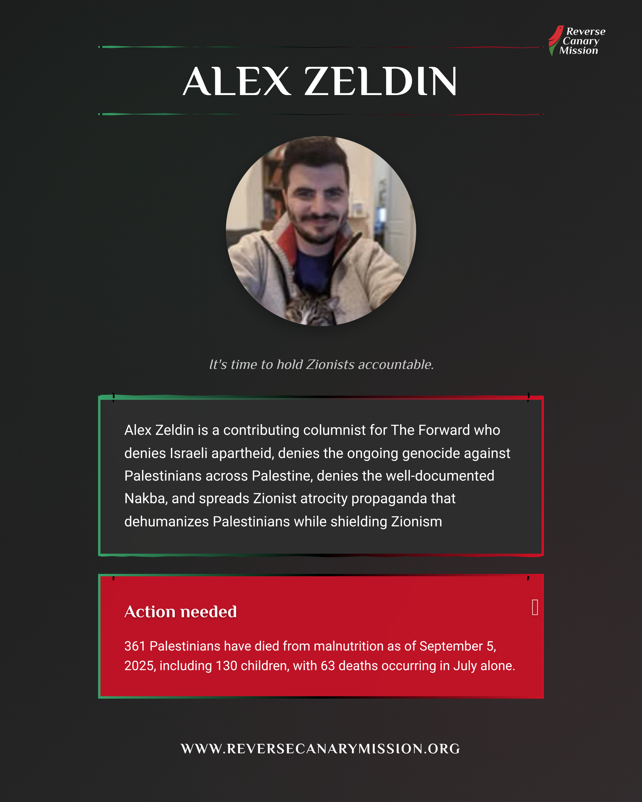 Alex Zeldin - Complicit in Apartheid | Reverse Canary Mission