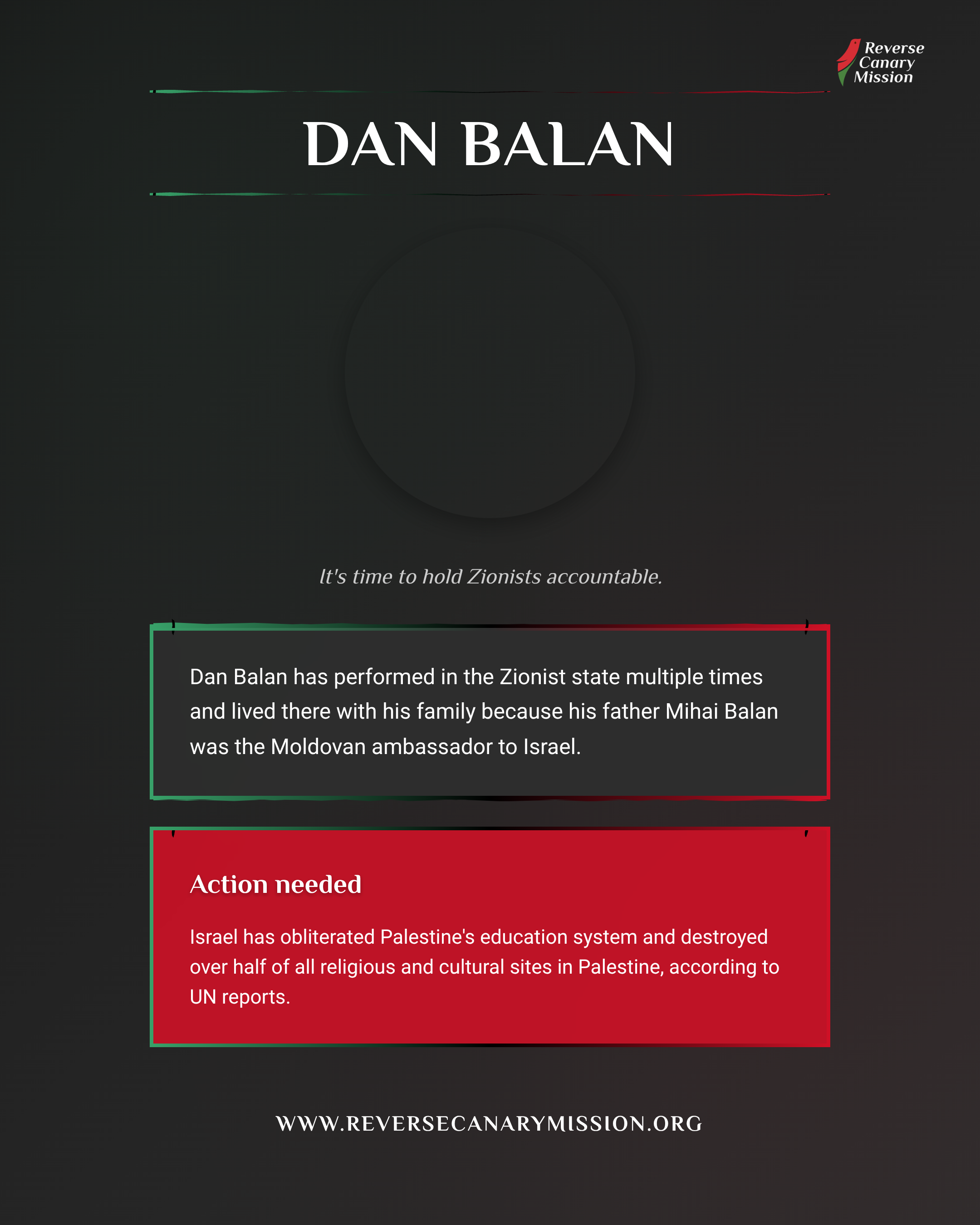 Dan Balan - Complicit in Apartheid | Reverse Canary Mission
