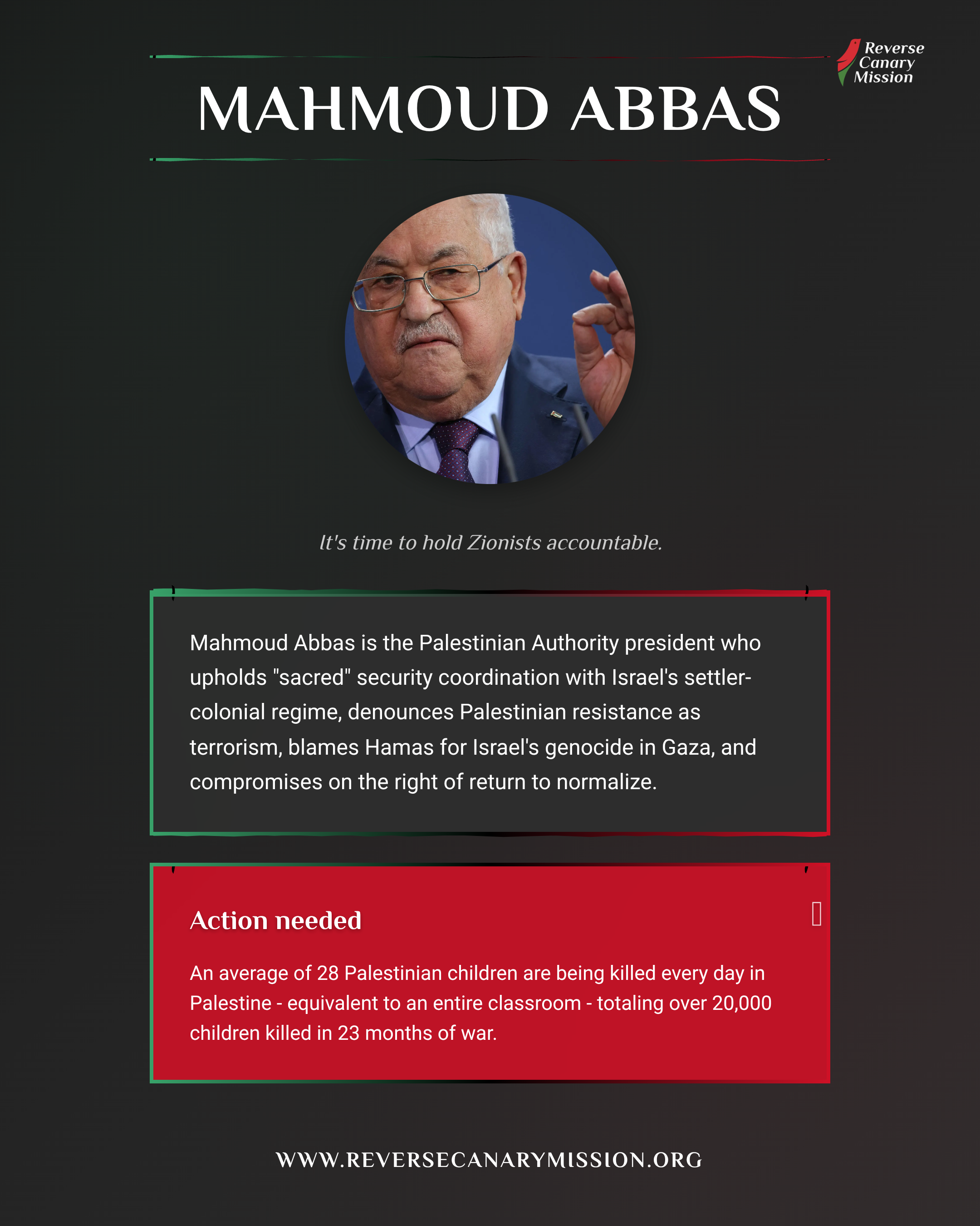 Mahmoud Abbas - Complicit in Apartheid | Reverse Canary Mission