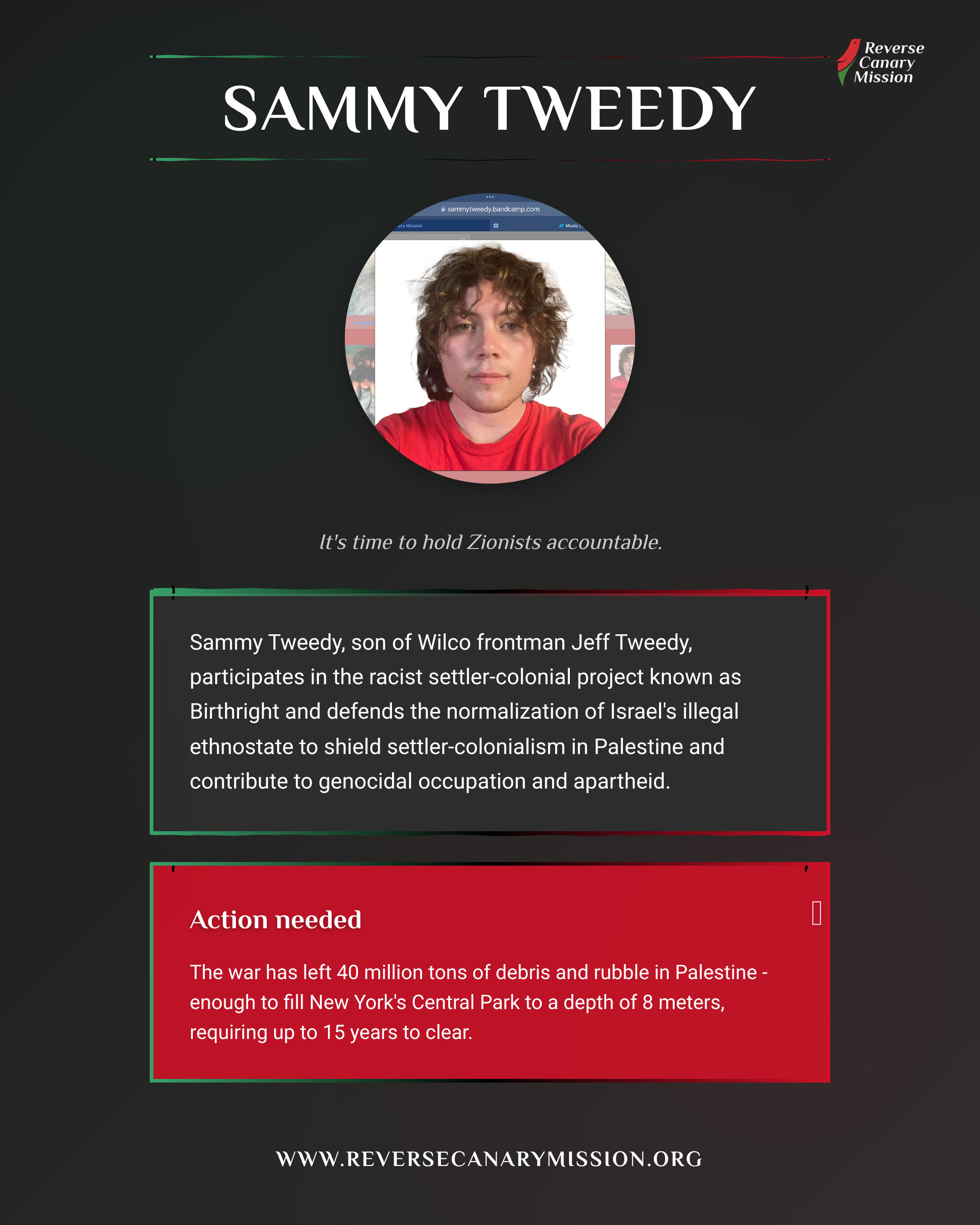 Sammy Tweedy - Complicit in Apartheid | Reverse Canary Mission