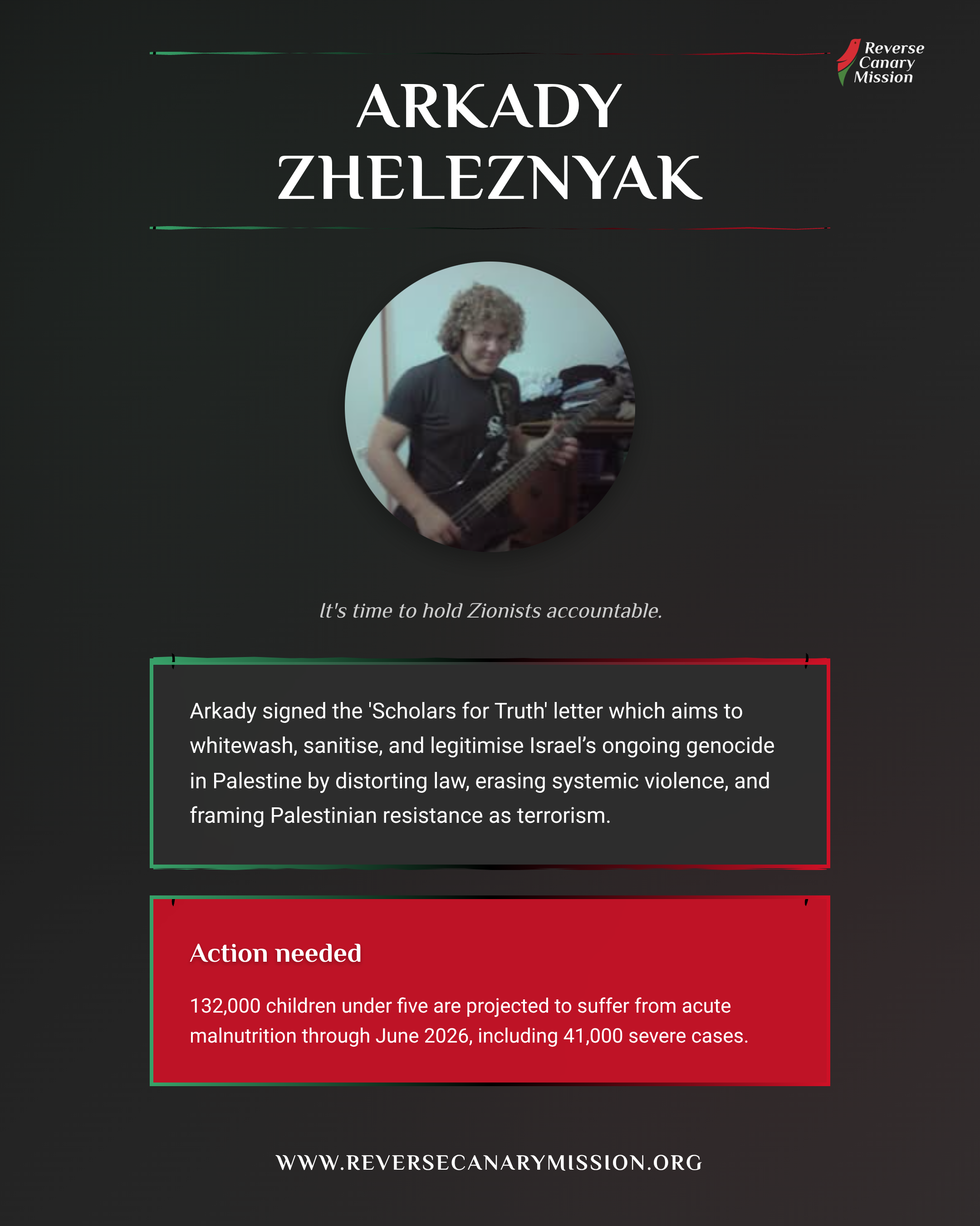 Arkady Zheleznyak - Complicit in Apartheid | Reverse Canary Mission