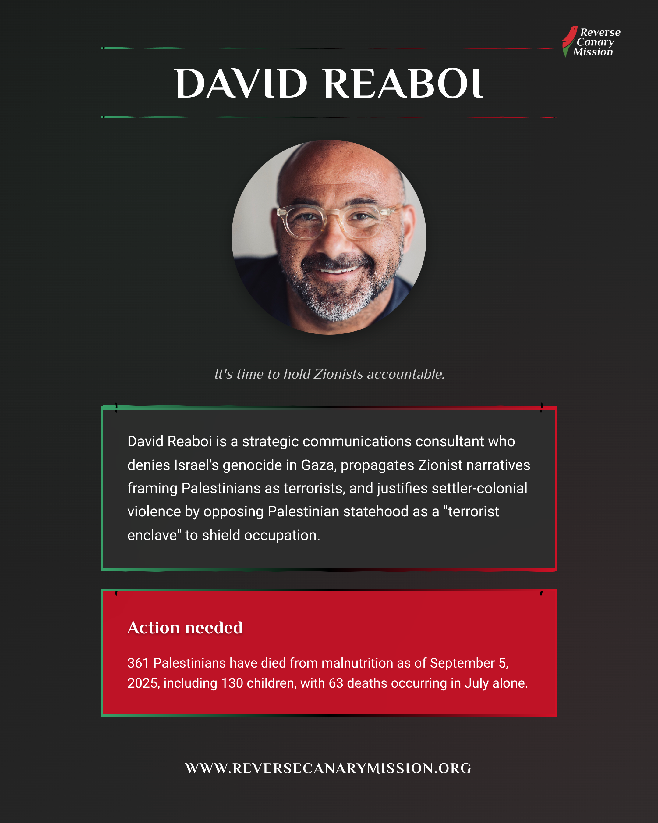 David Reaboi - Complicit in Apartheid | Reverse Canary Mission