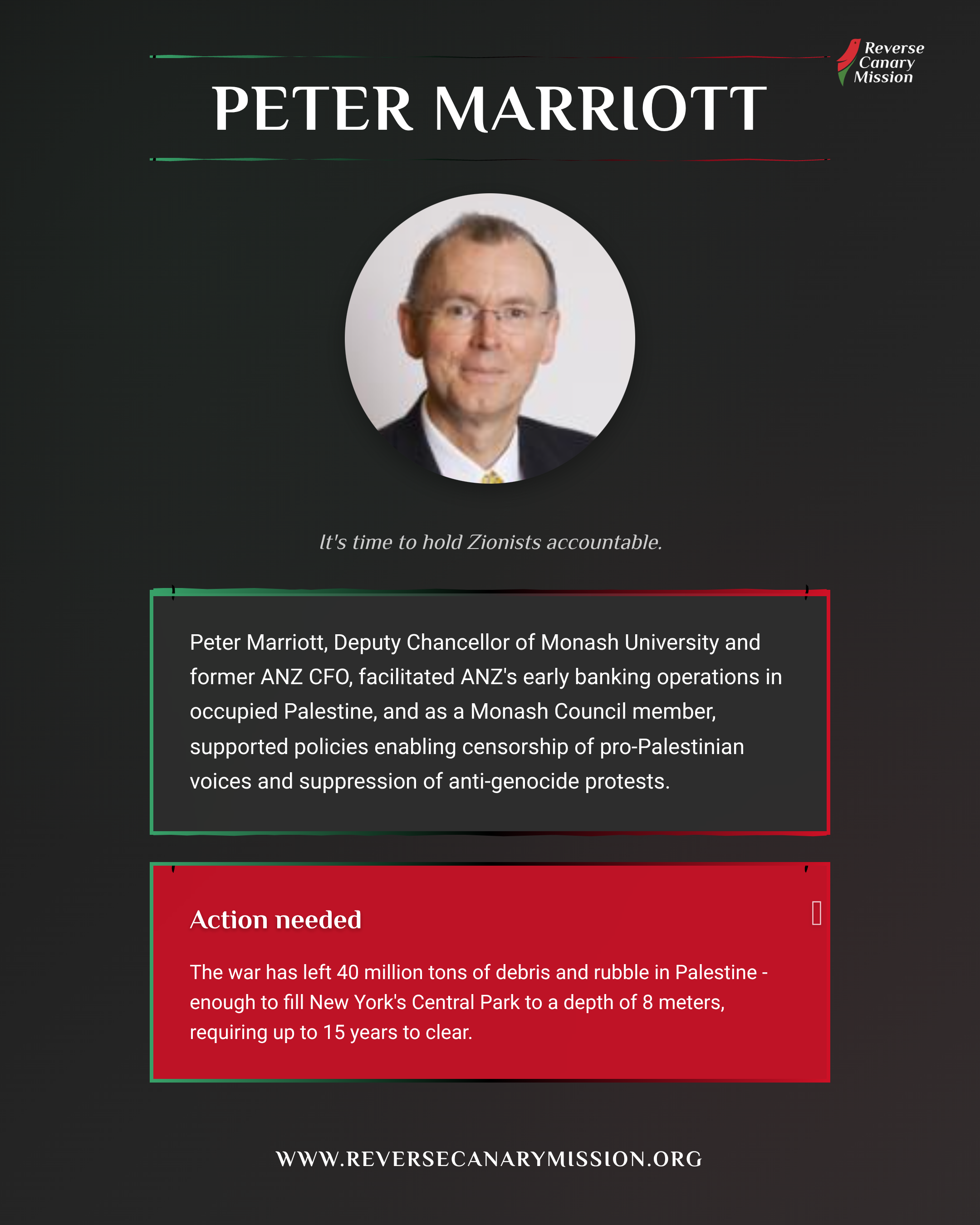 Peter Marriott - Complicit in Apartheid | Reverse Canary Mission