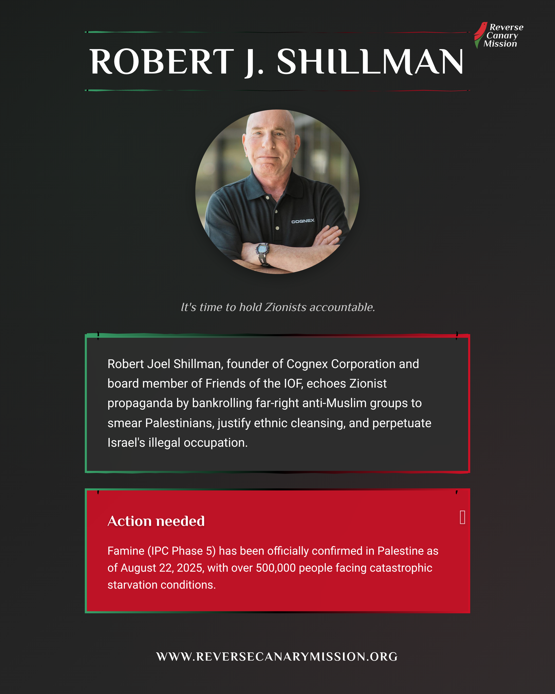 Robert J. Shillman - Complicit in Apartheid | Reverse Canary Mission