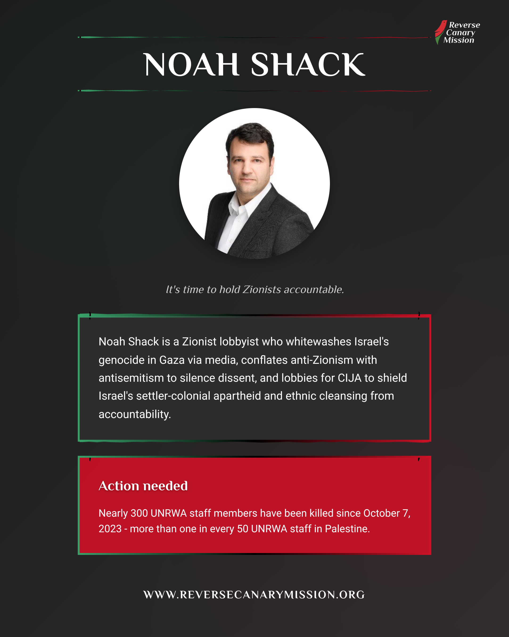 Noah Shack - Complicit in Apartheid | Reverse Canary Mission