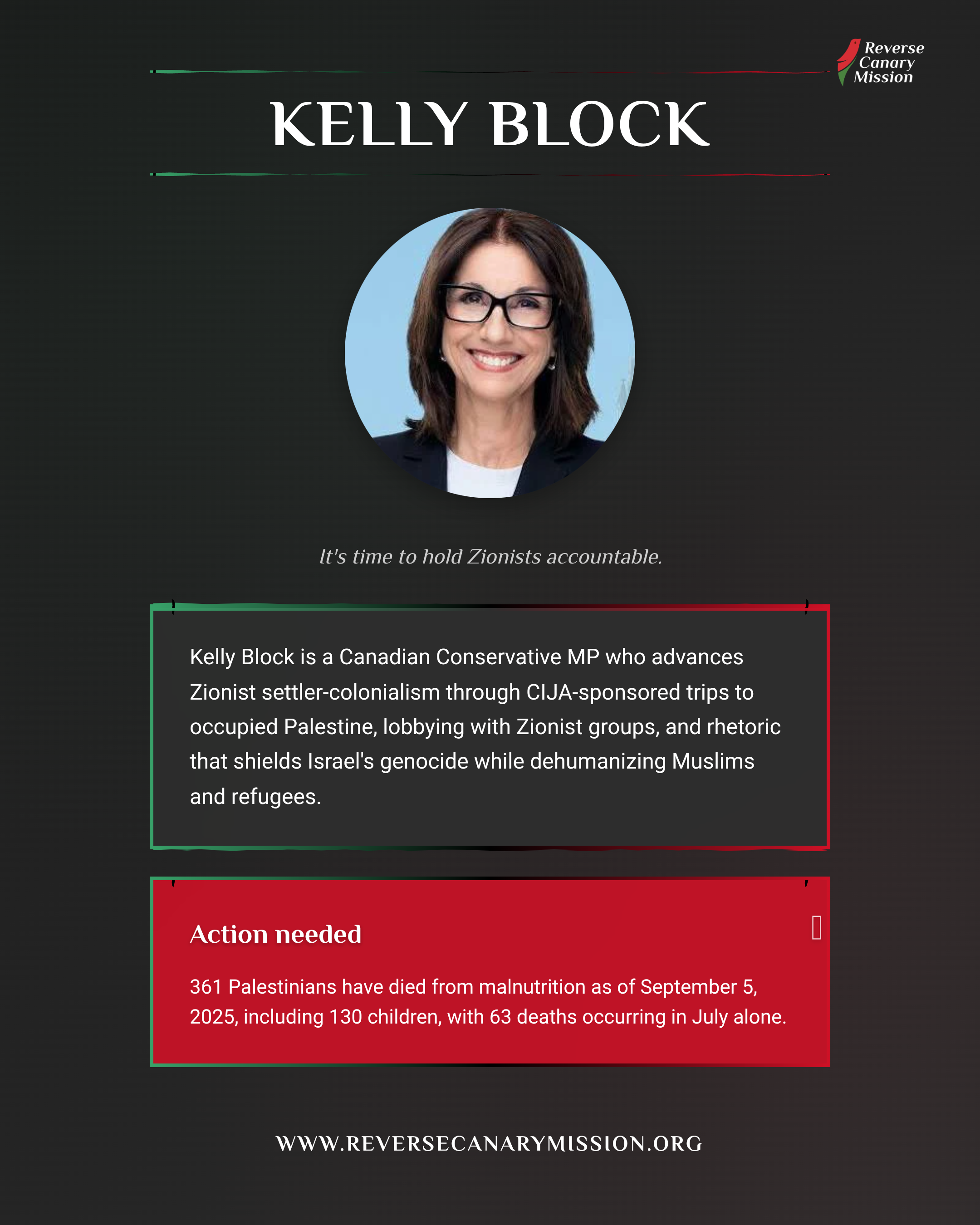Kelly Block - Complicit in Apartheid | Reverse Canary Mission