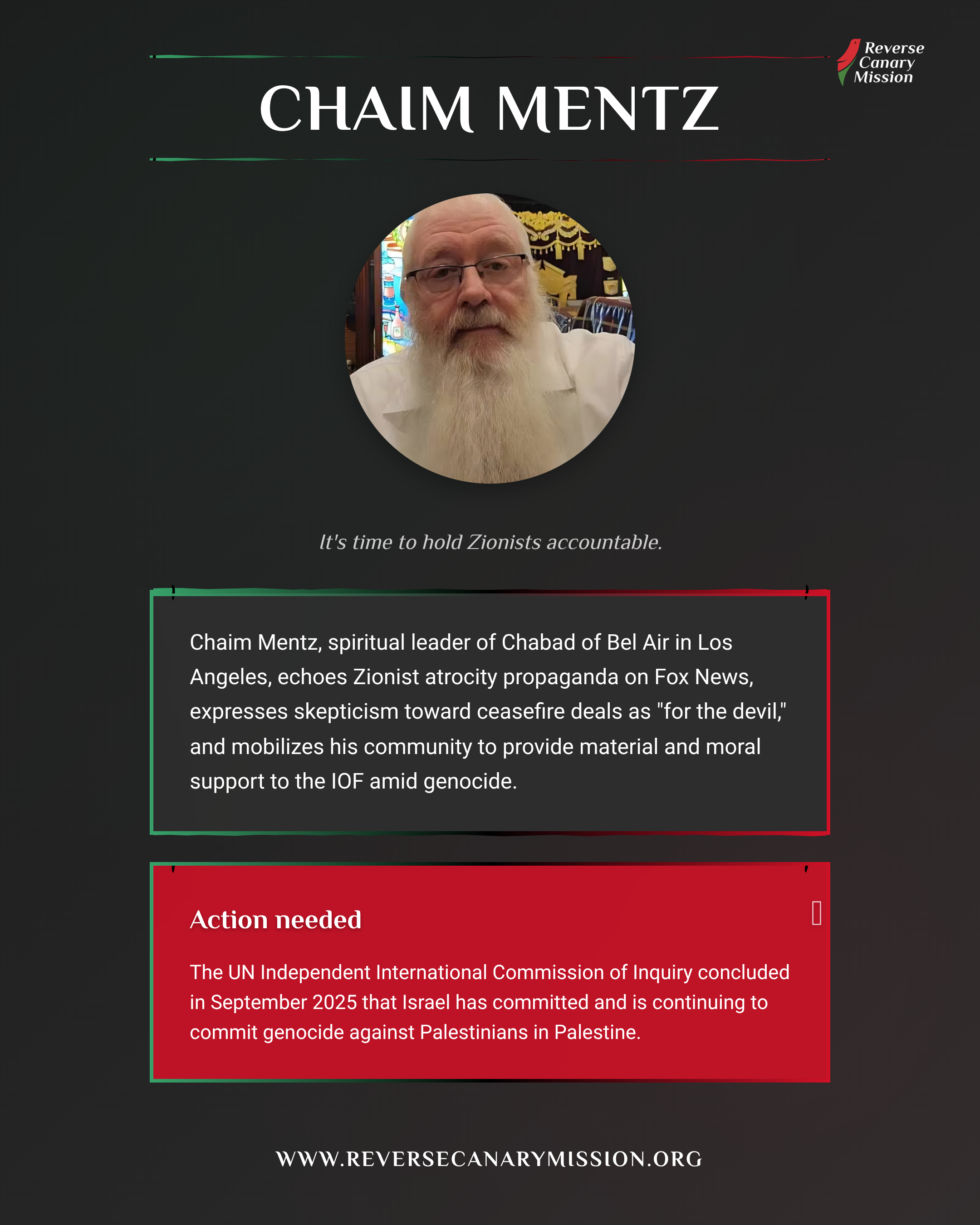 Chaim Mentz - Complicit in Apartheid | Reverse Canary Mission