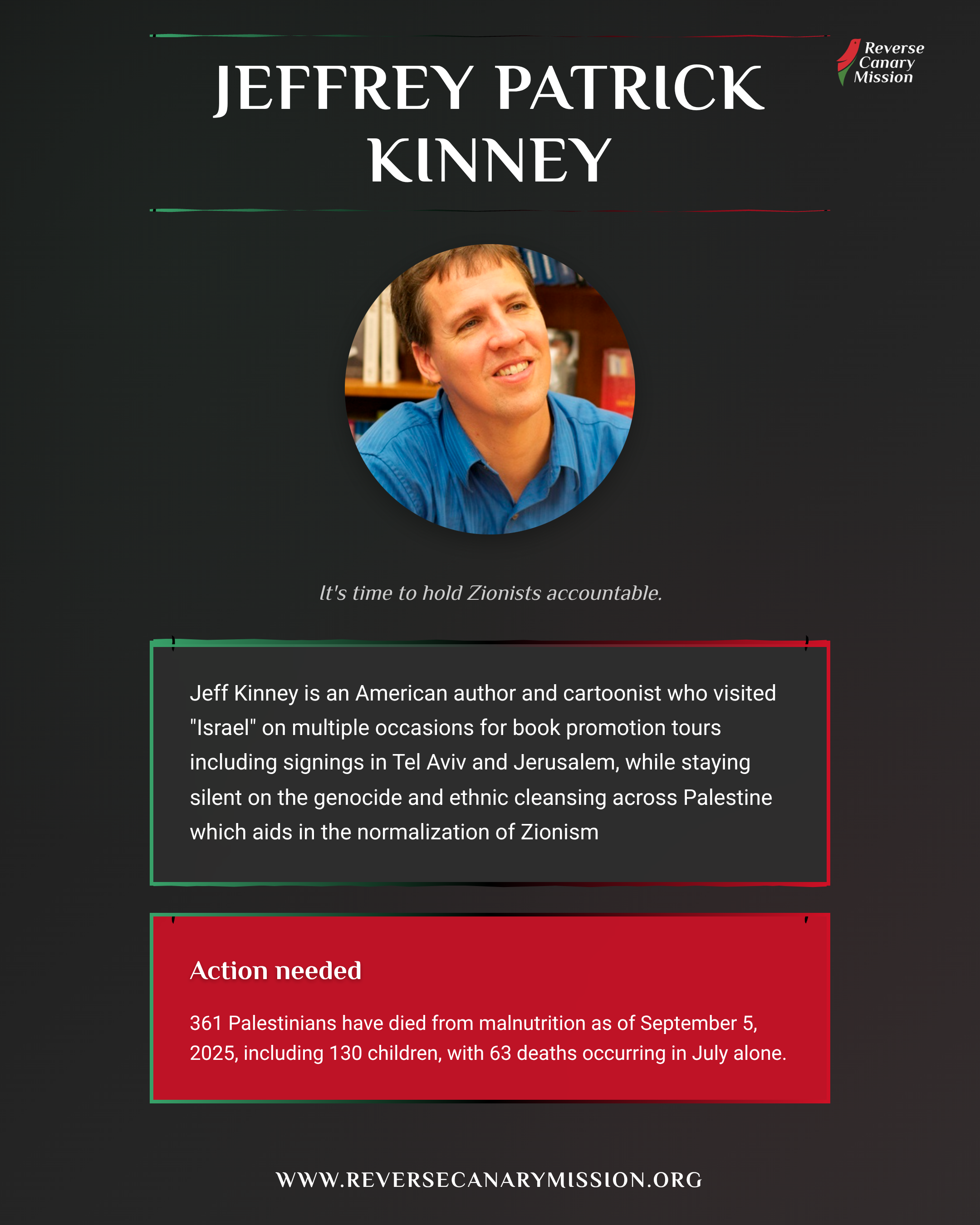 Jeffrey Patrick Kinney - Complicit in Apartheid | Reverse Canary Mission