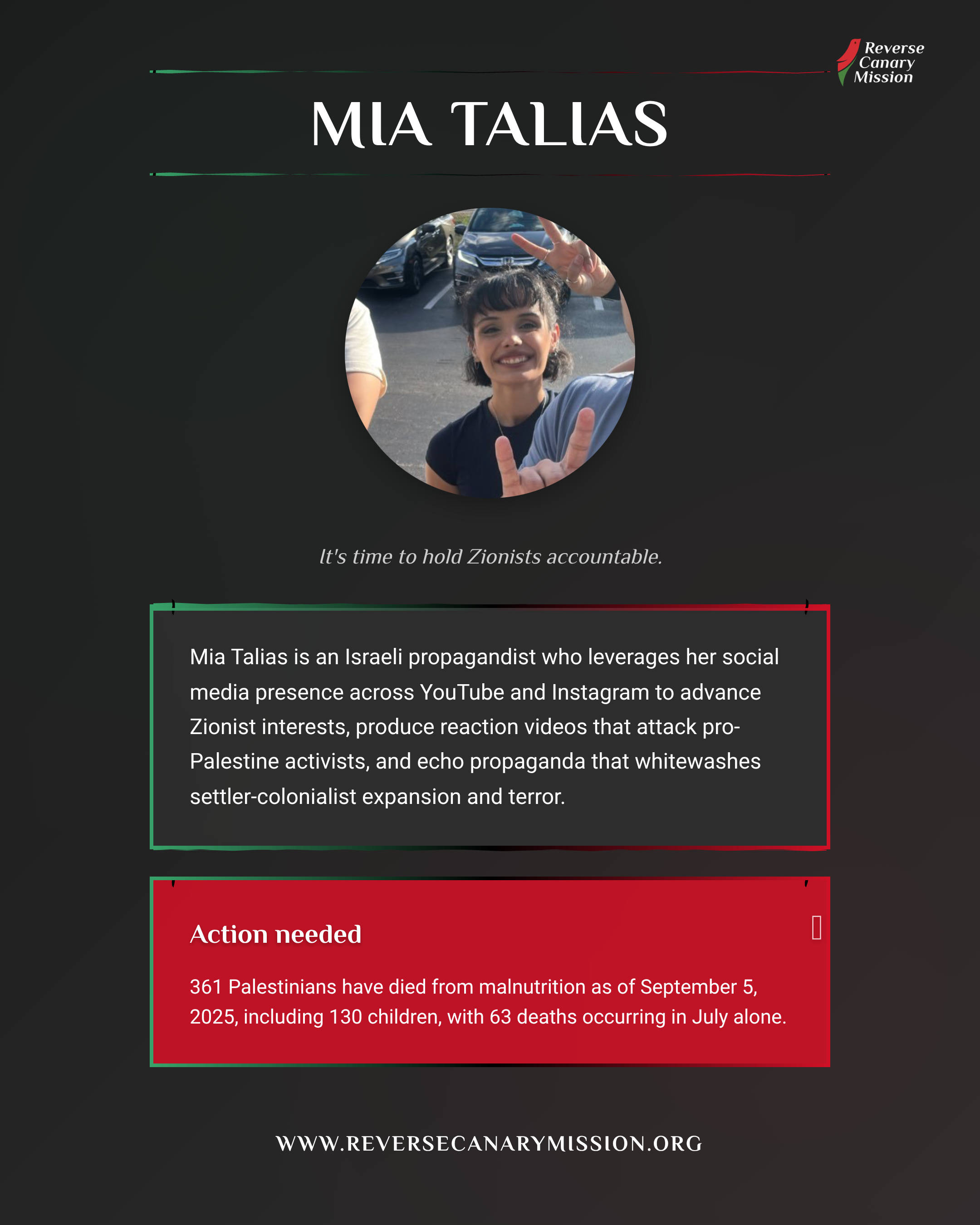 Mia Talias - Complicit in Apartheid | Reverse Canary Mission